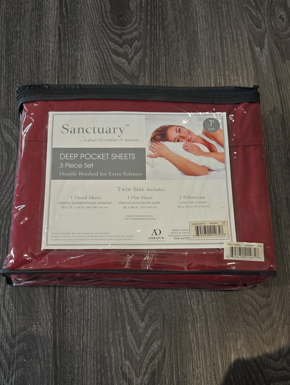 Sanctuary Deep Pocket Sheet Set - Burgundy Twin (3-Piece)